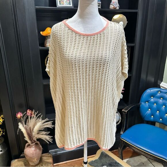 Manos Del Uruguay Cream Open Knit Sweater Size Large - Picture 1 of 12